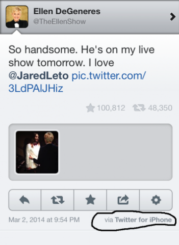 Ellen Degeneres uses iPhone backstage