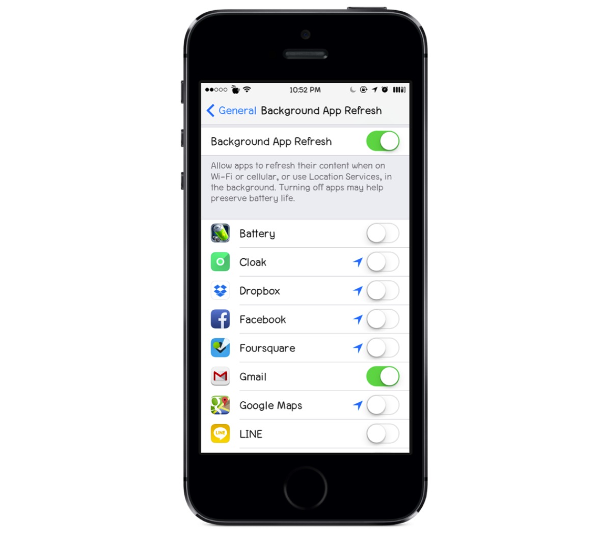 disable background app refresh