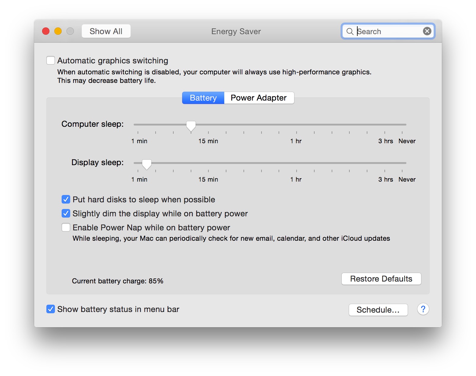 switchable graphic off