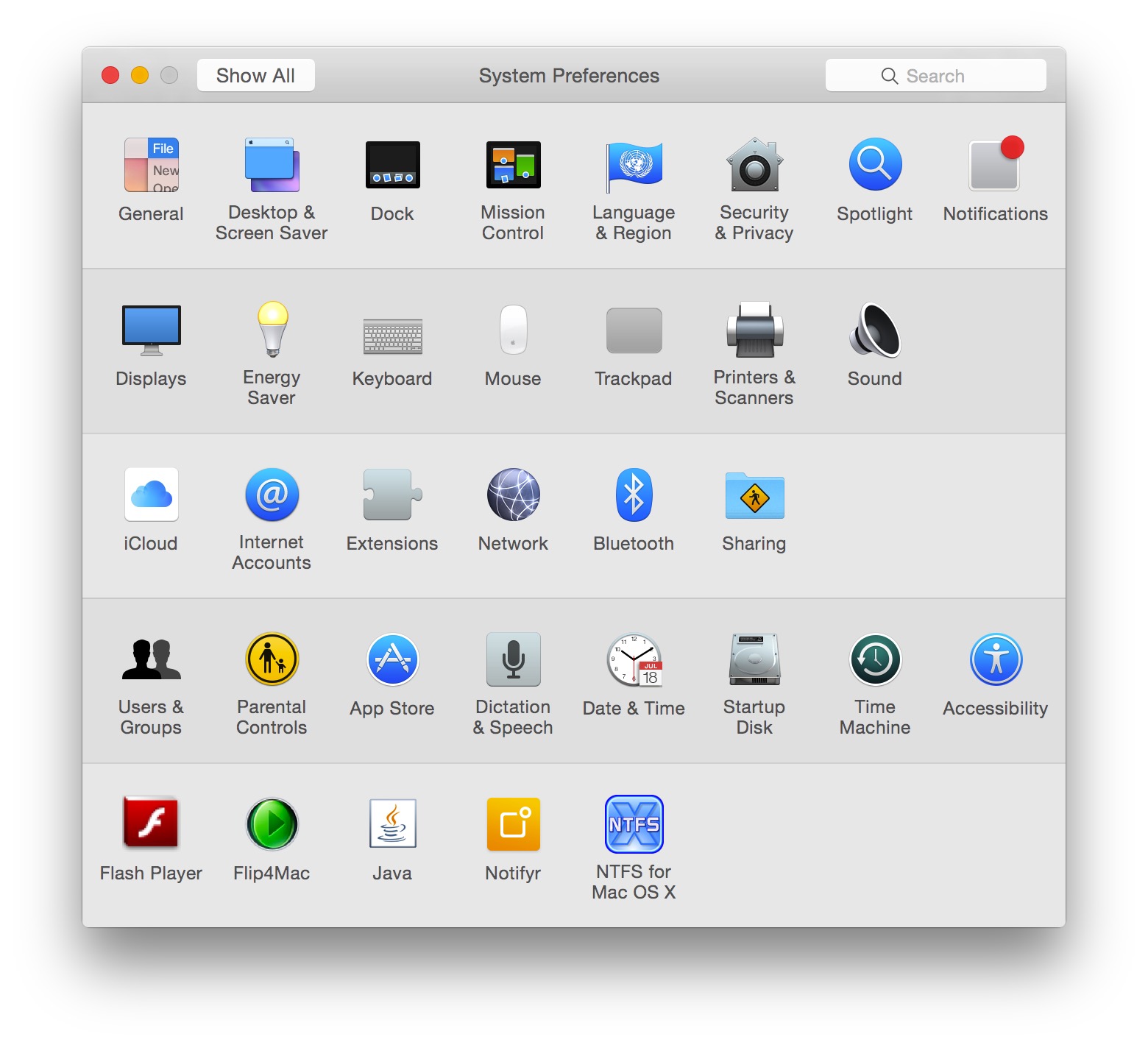 osx yosemite system preference