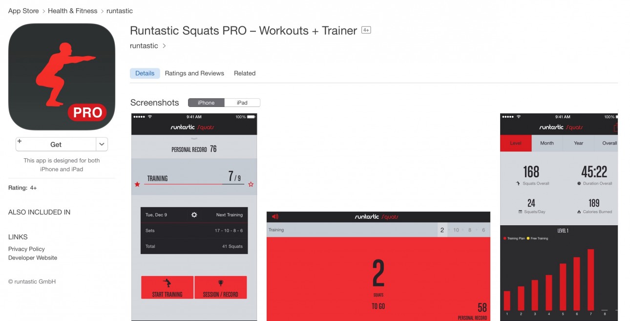 runtastic squats pro