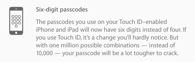 Six-digit passcodes