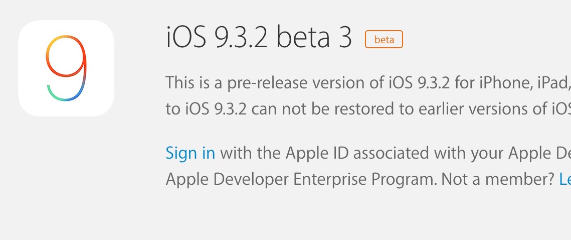 Apple ปล่อย iOS 9.3.2 beta 3 ให้นักพัฒนาให้ทดสอบแล้ว