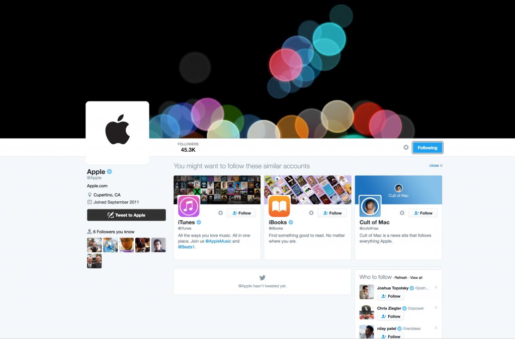 Apple เปิดตัวบัญชี Twitter ที่เป็นทางการของบริษัทตาม Follow เลยที่ Apple