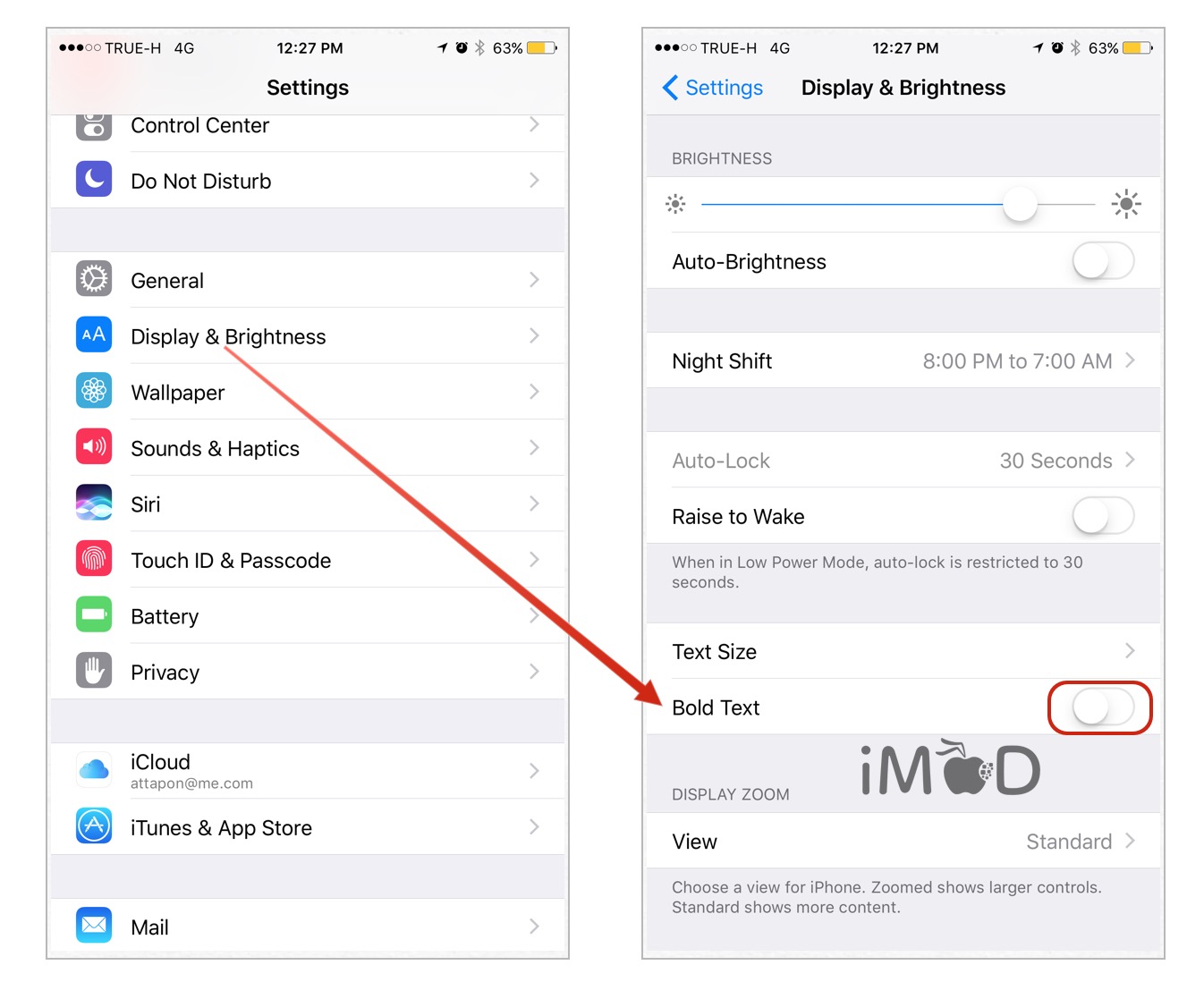 setting bold text ios