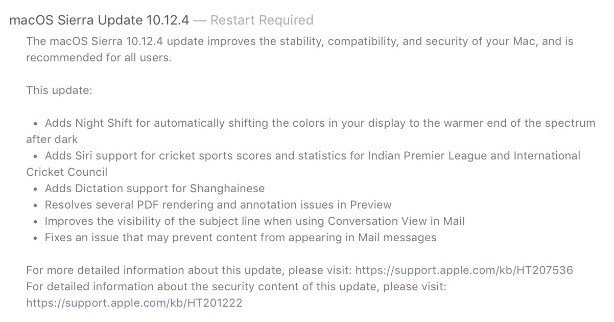 macos 10.12.4 details