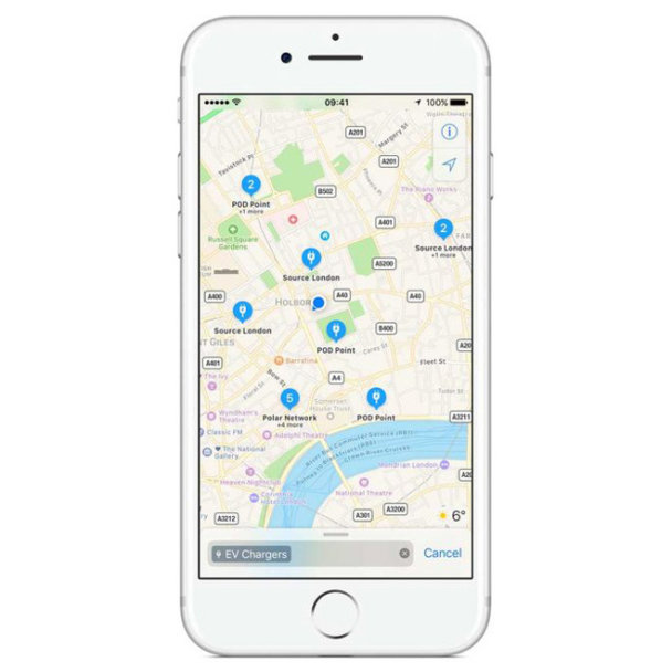 Apple Maps ในอังกฤษเพิ่มจุดชาร์จรถพลังงานไฟฟ้า และจุดเช่าจักรยาน