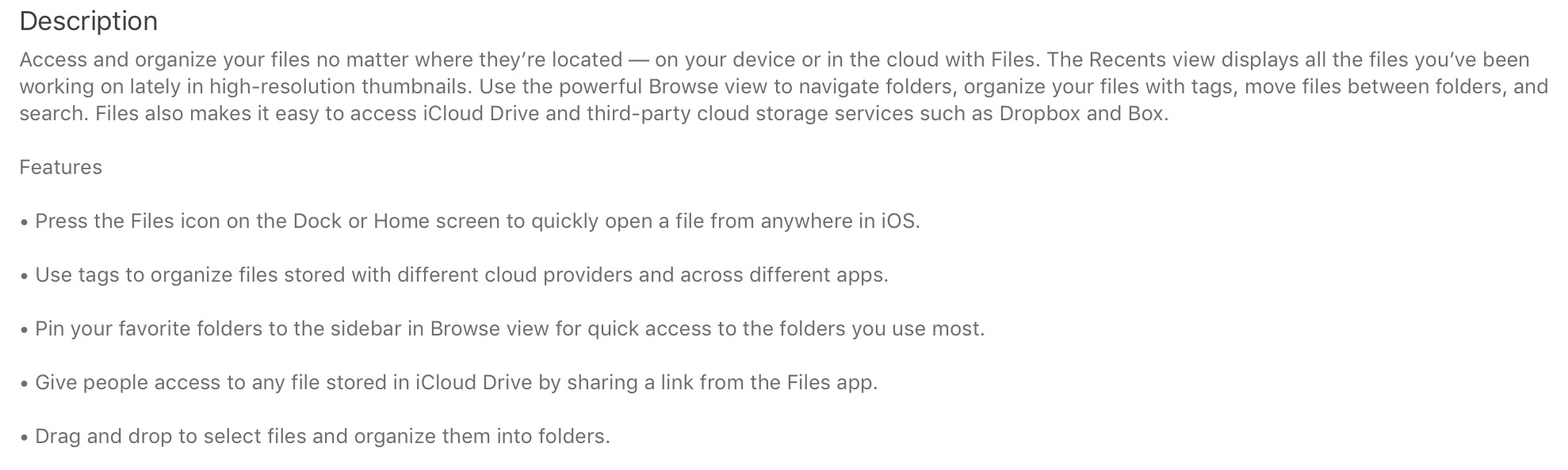 files for ios feature