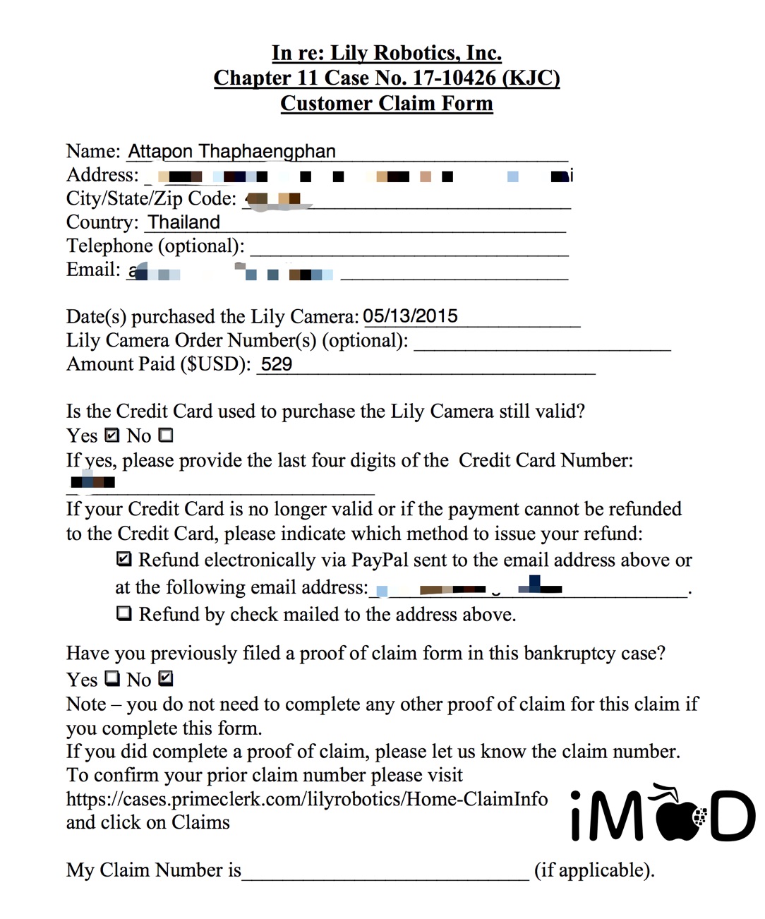 Lily Claim Form