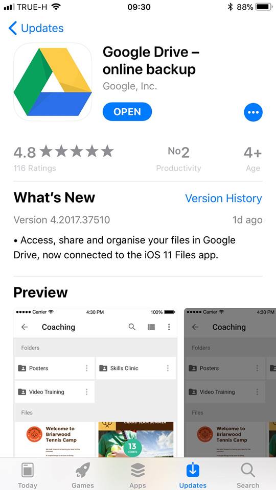 Google Drive Files Ios11 1