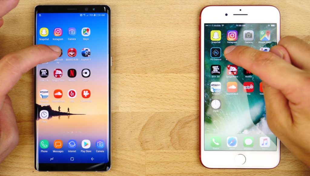 Note 8 Vs Iphone 7 Plus Speed Comaparison 7