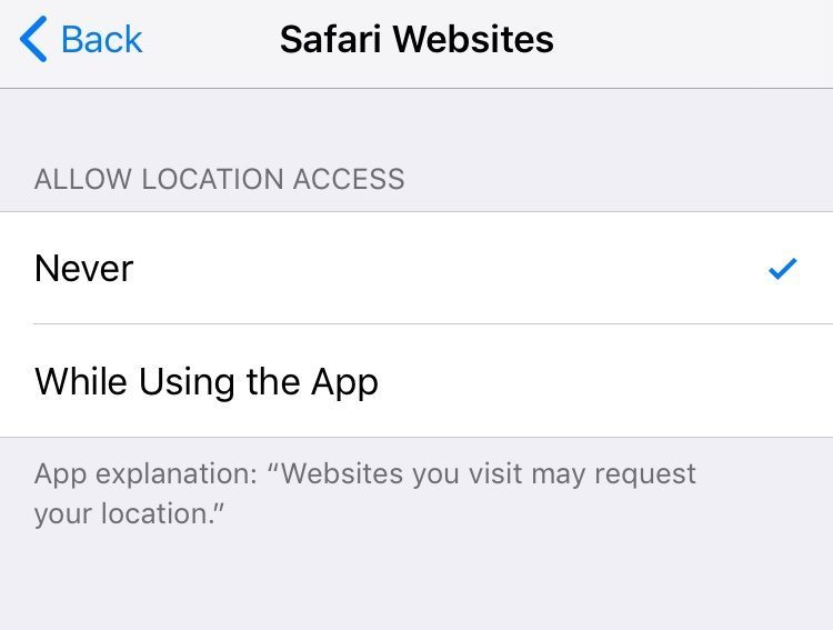 Disable Location Services For Safari