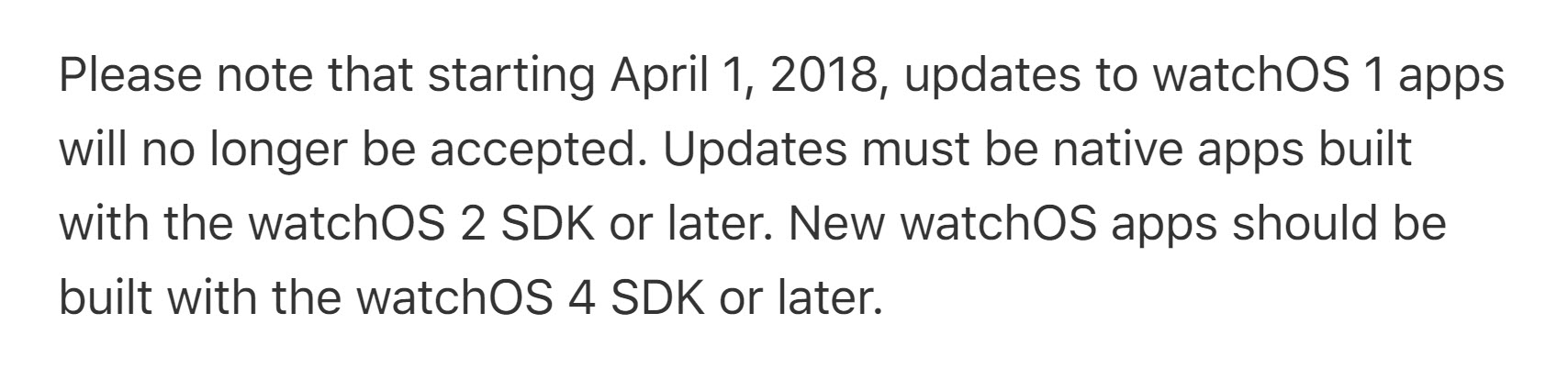Apple Stop Updates To Watchos 1 Apps April 2018 1