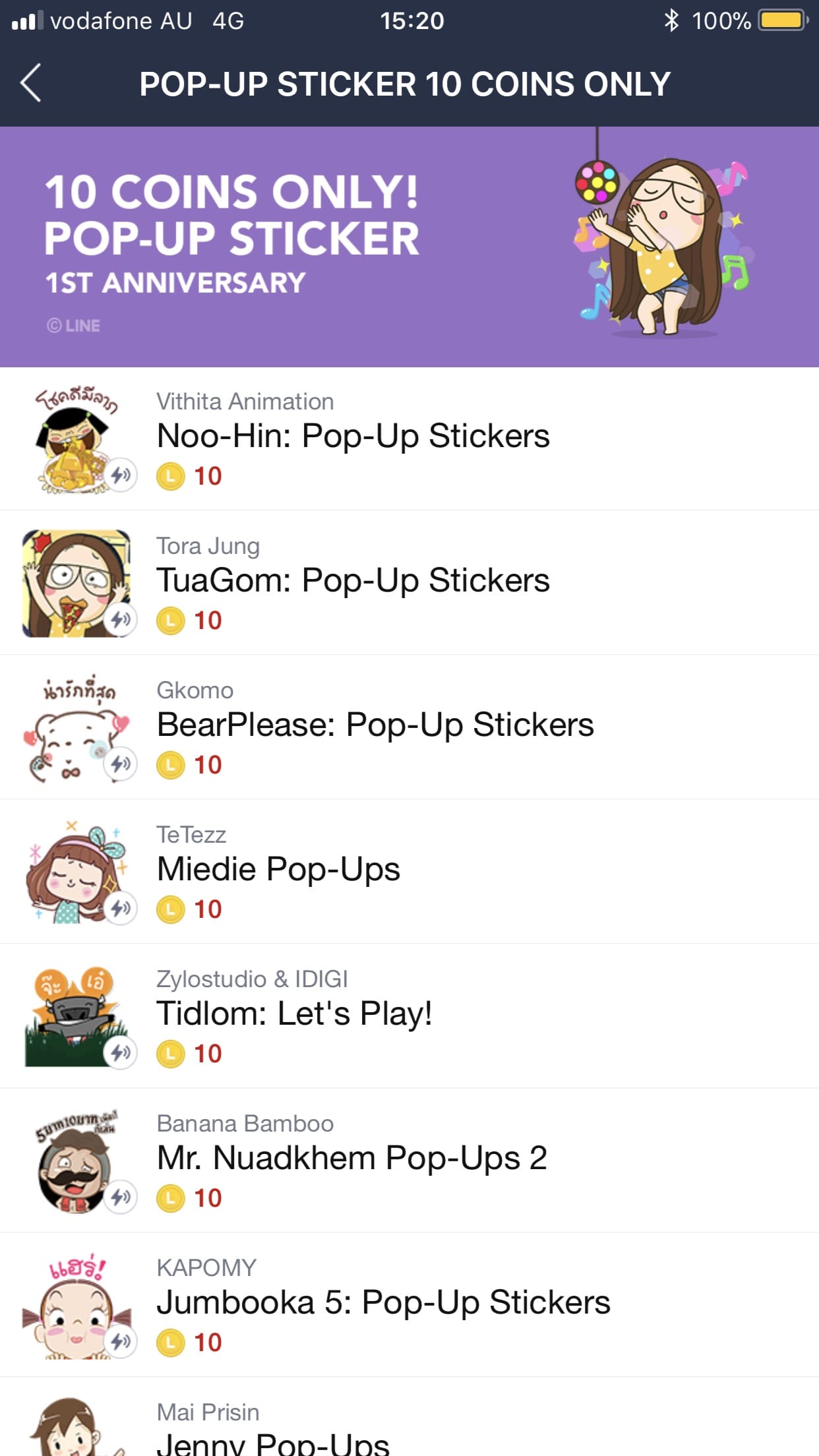 Line Popup Sticker For 10 Coin 2