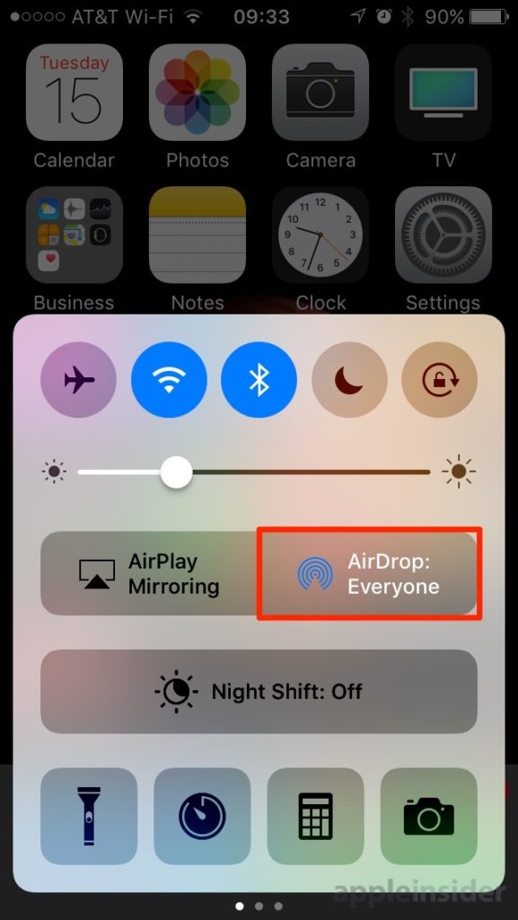 Open Airdrop In Ios 10 Control Center