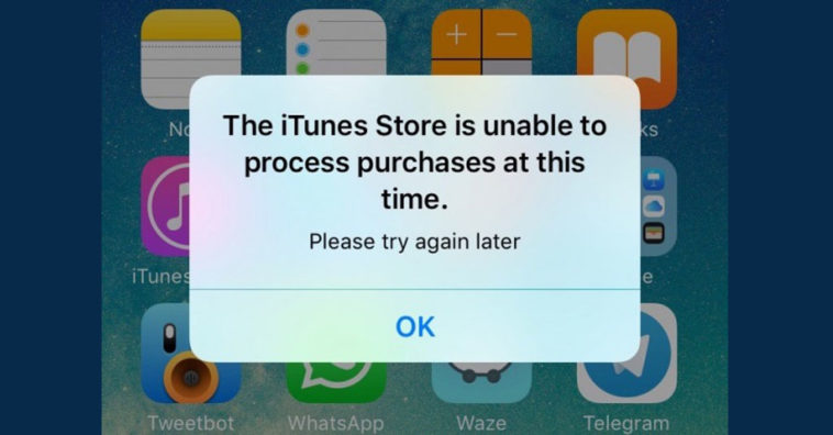 The Itunes Store Is Unable To Process Purchases At This Time