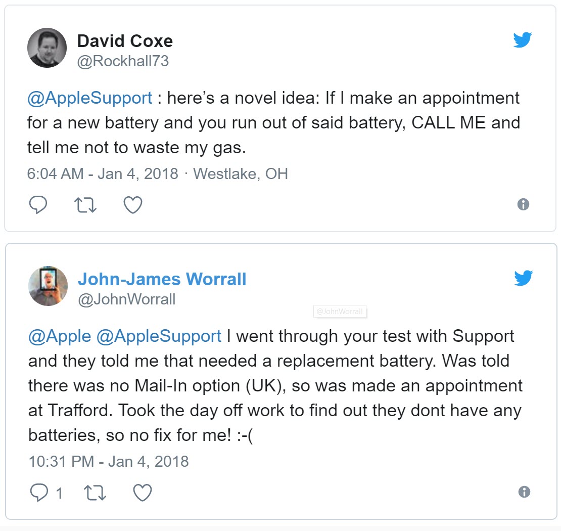 Apple Battery Replacement User Complain 1