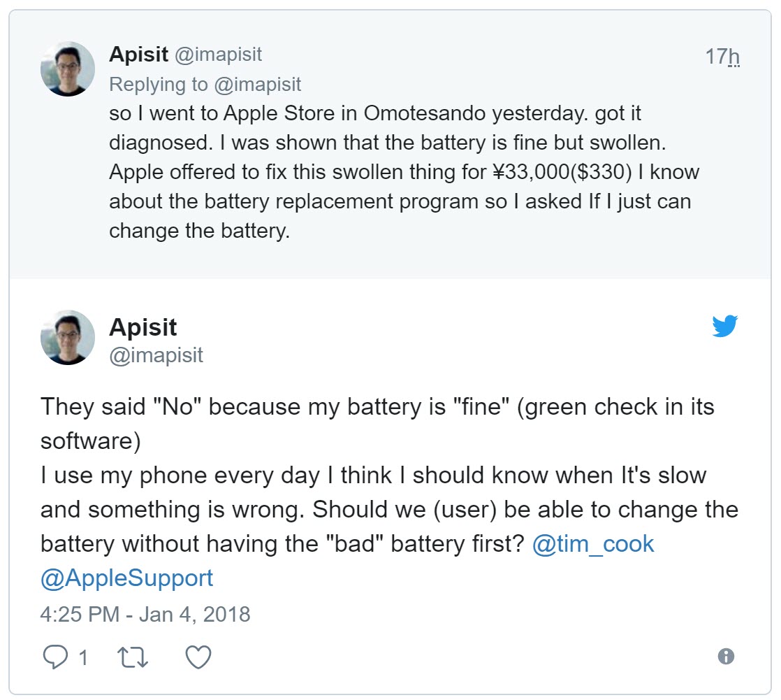 Apple Battery Replacement User Complain 3