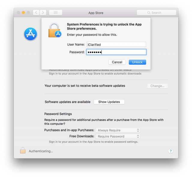 Bug Macos High Sierra Unlock App Store Preferences With Any Password 1
