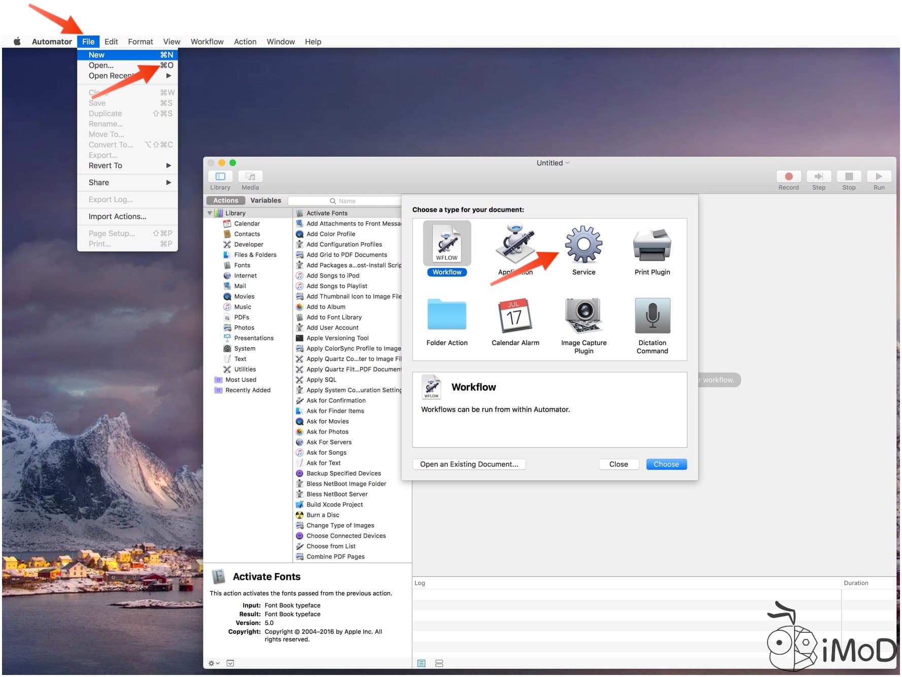 Automator Create New Service