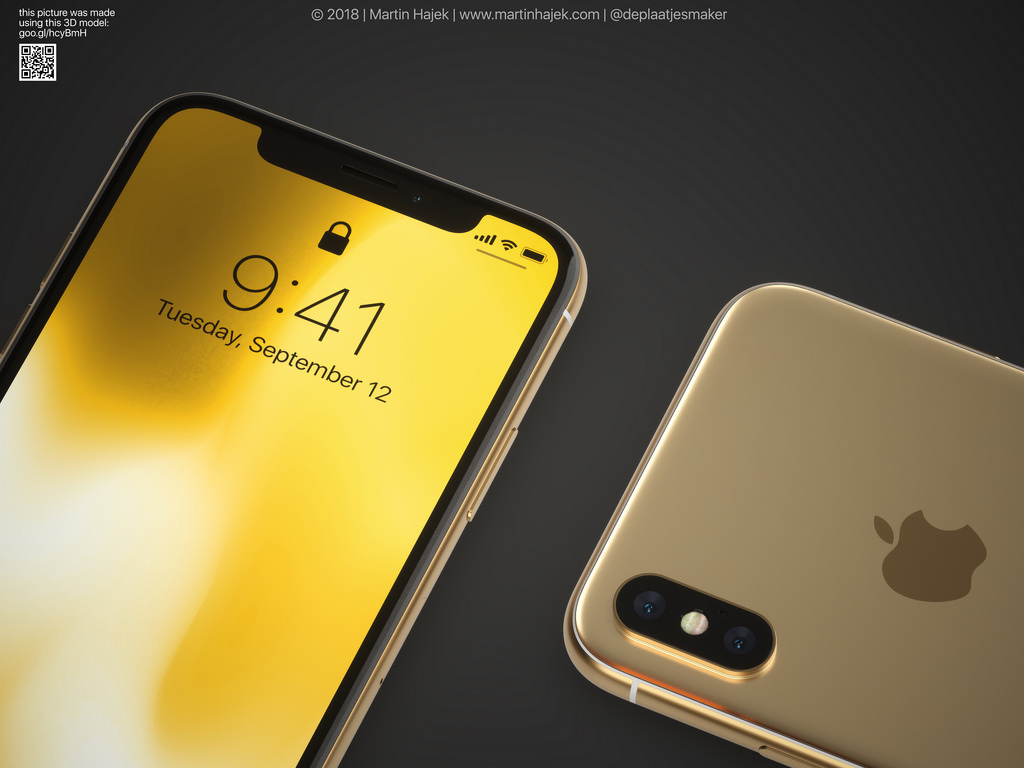 Iphone X Gold Frame Render Image 7