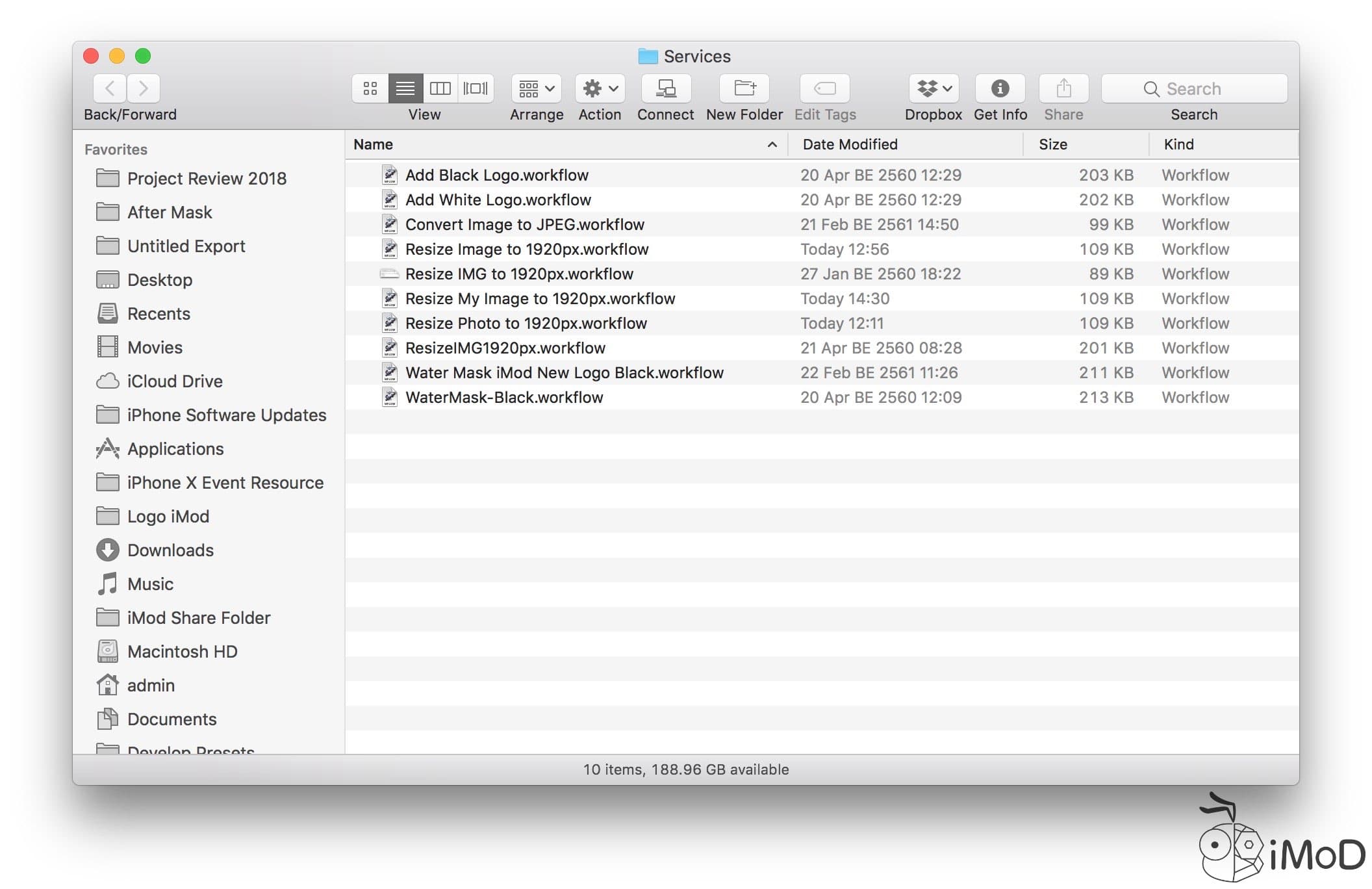 Services Created By Automator