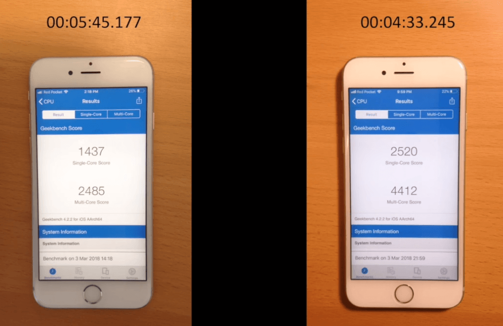 Iphone 6s Before After Battery Replacement Performance 5
