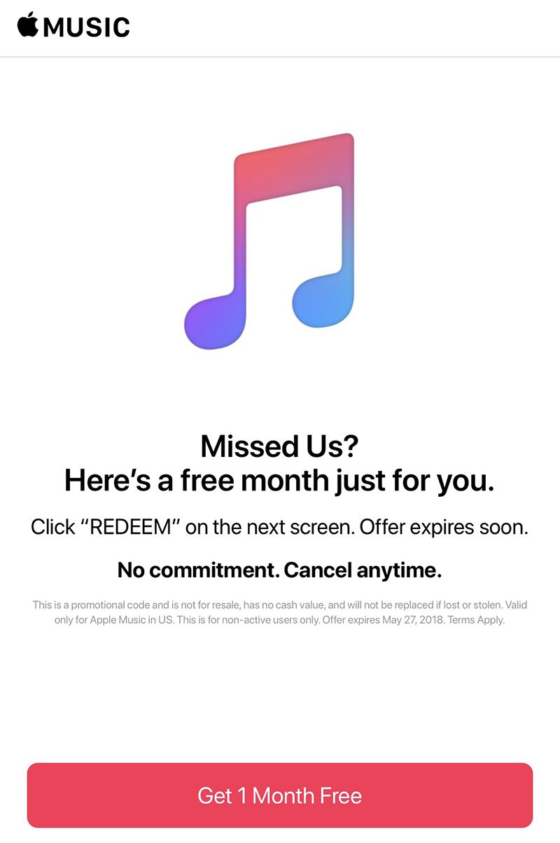 Apple Music Extra Month Trial 1
