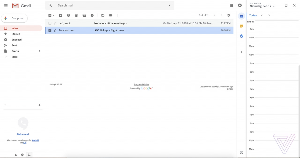 Gmail Web Redesign Screenshot 1