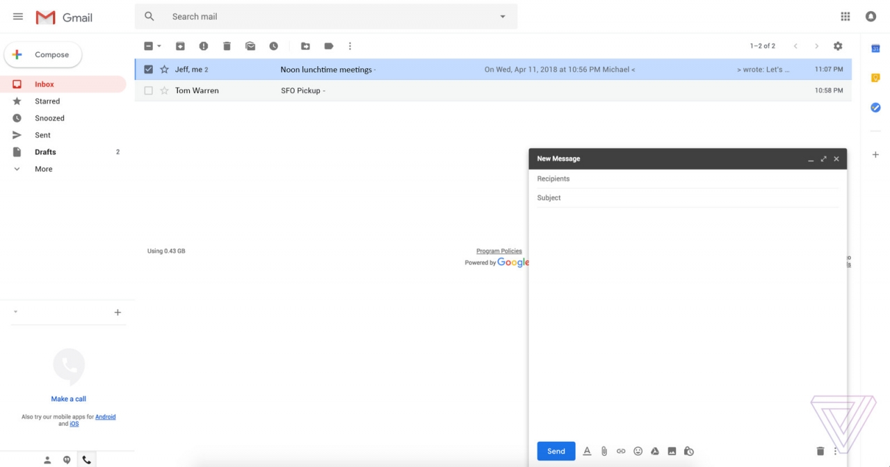 Gmail Web Redesign Screenshot 2