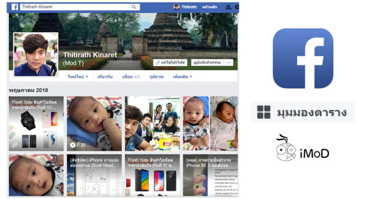 Facebook Web Grid View