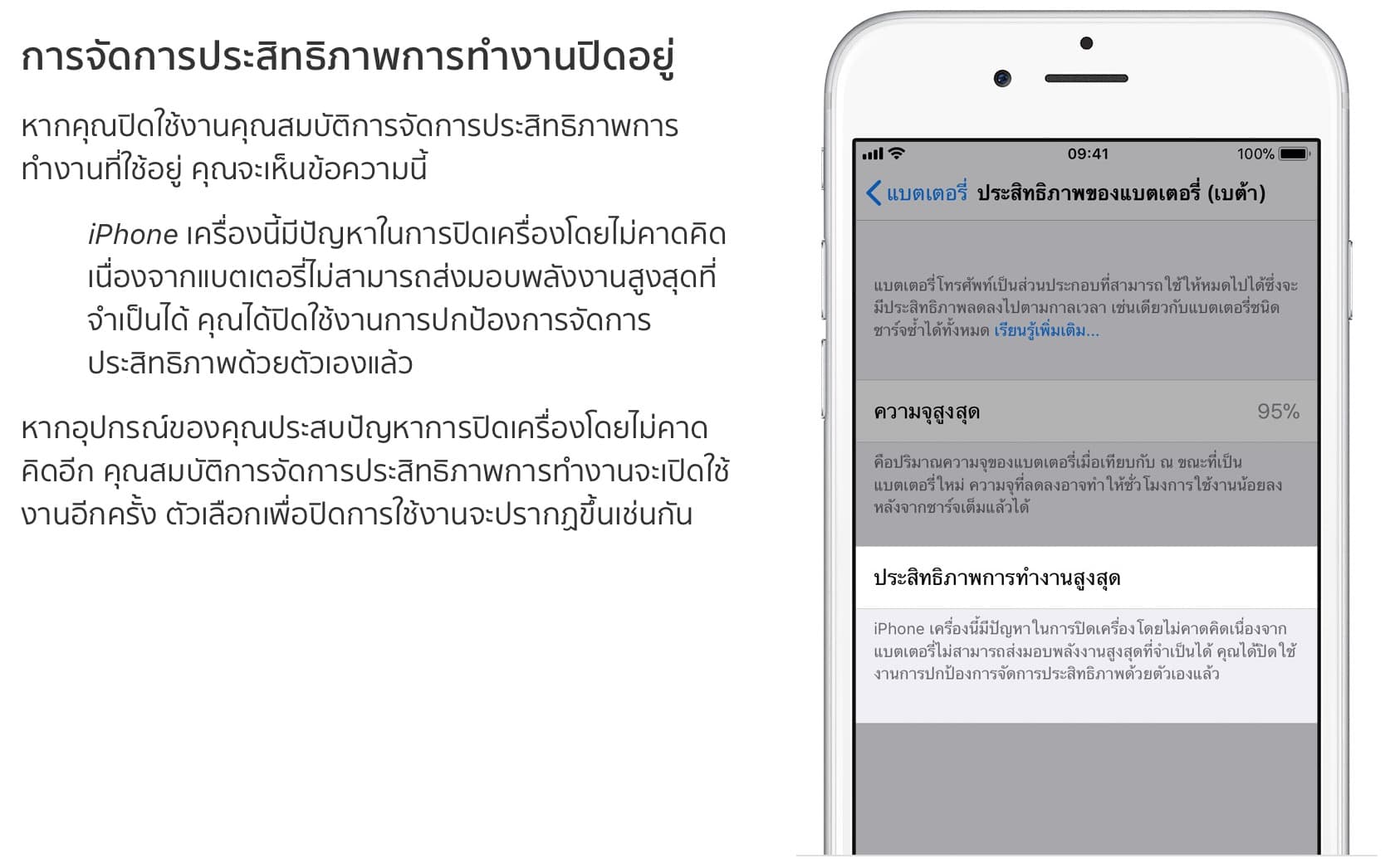 การจัดการประสิทธิภาพปิดอยู่