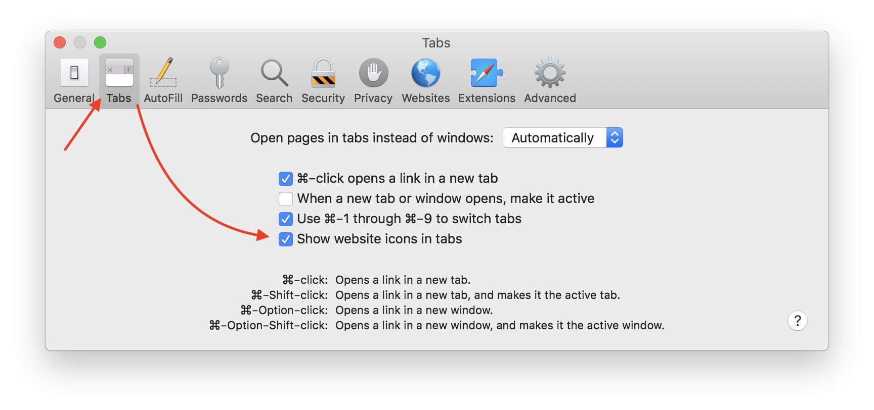 Enable Show Website Icon On Taps Safari