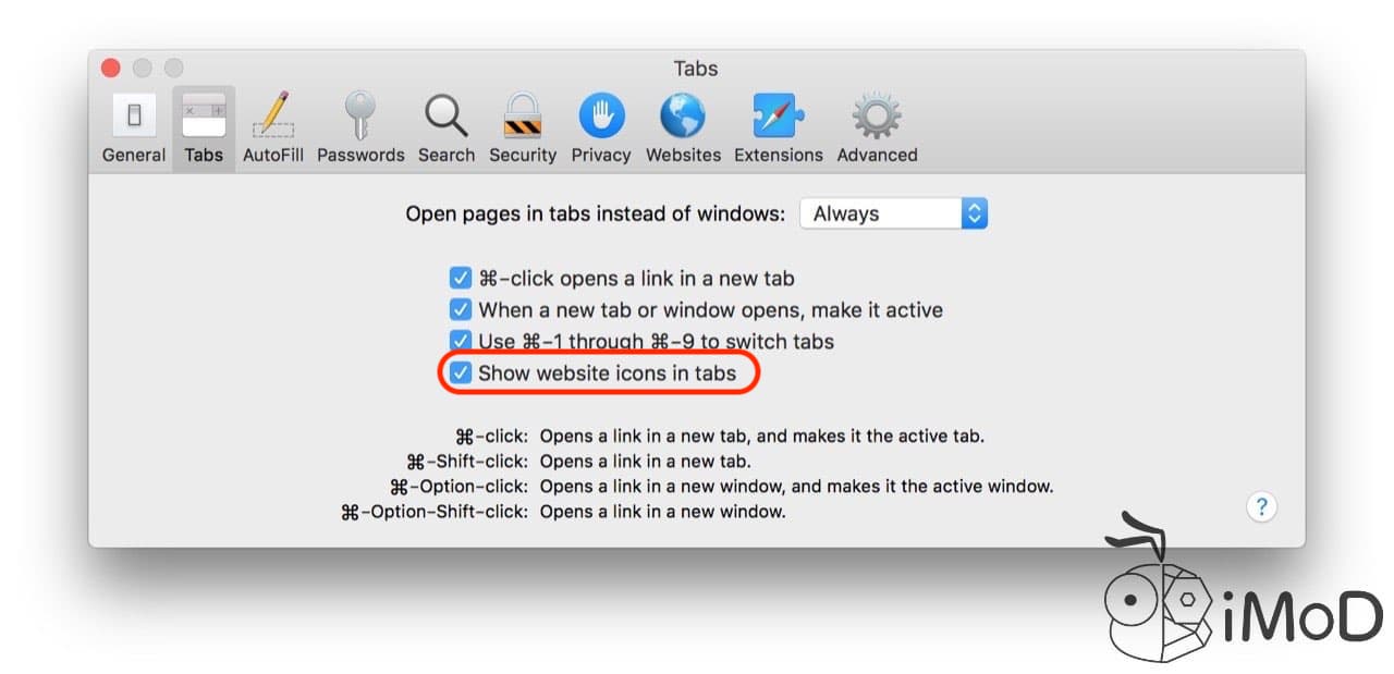 Safari Show Favicon Setting