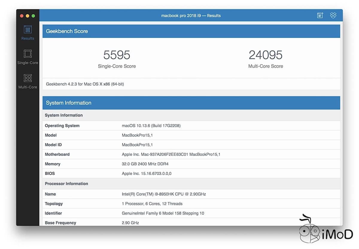 Geekbench 4 Macbook Pro 2018 I9 1