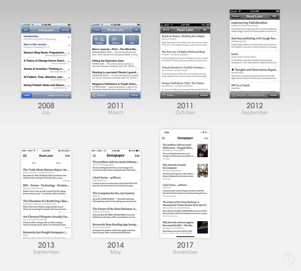 Instapaper App Evolution 1