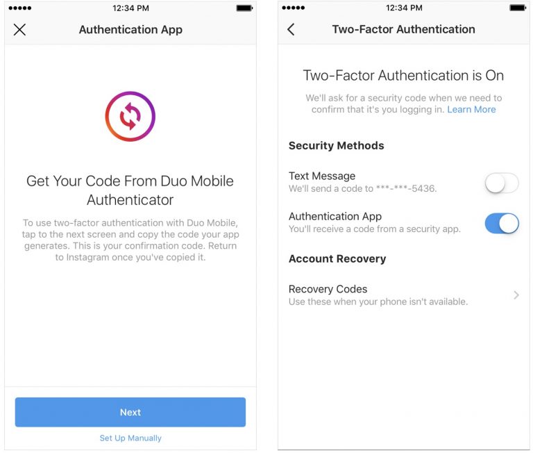 Instagram Authentication Two Factor By App