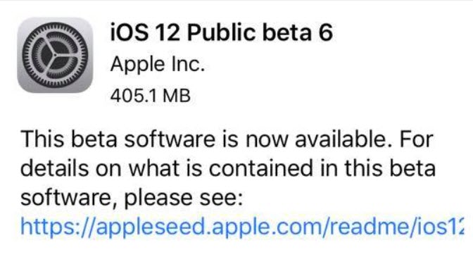 Ios 12 Public Beta 6 Seed 1