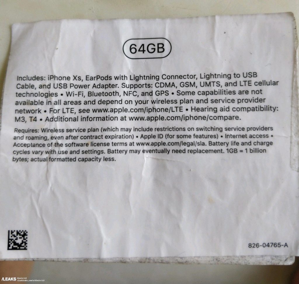 Iphone Xs Product Label Leaks Photo 1