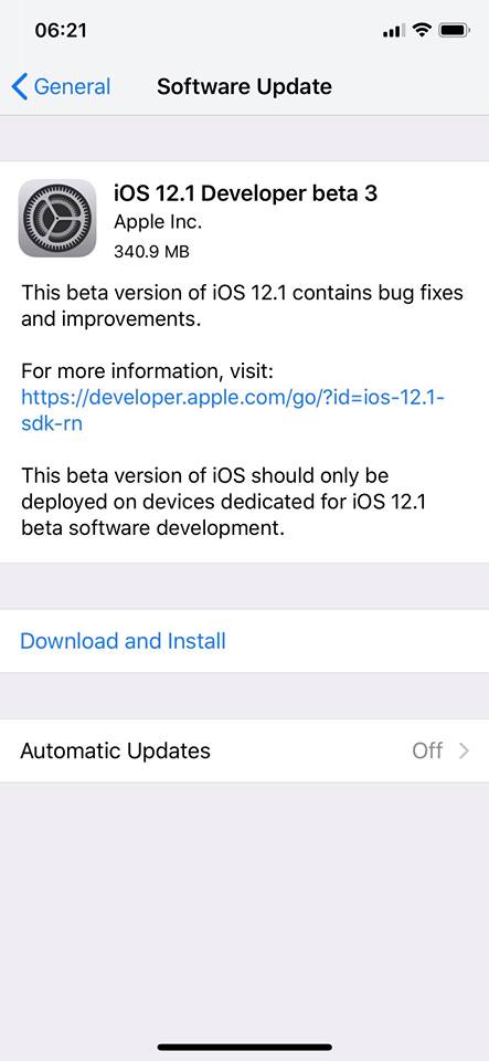 Ios 12 1 Developer Beta 3 Seed Img 1