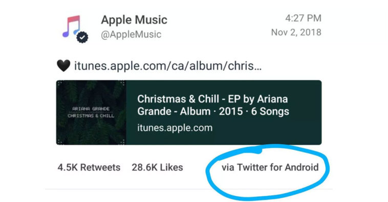 Apple Music Account Use Android Device Post At Twitter