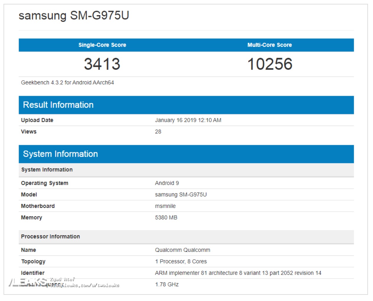 Galaxy S10 Plus Geekbench Leaks Img 1