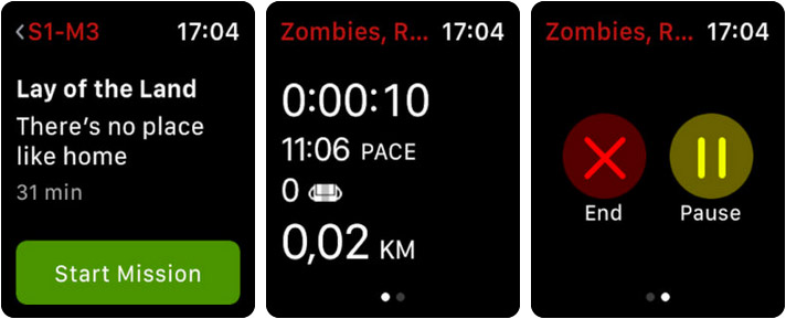 Zombies Run Apple Watch Game Screenshot