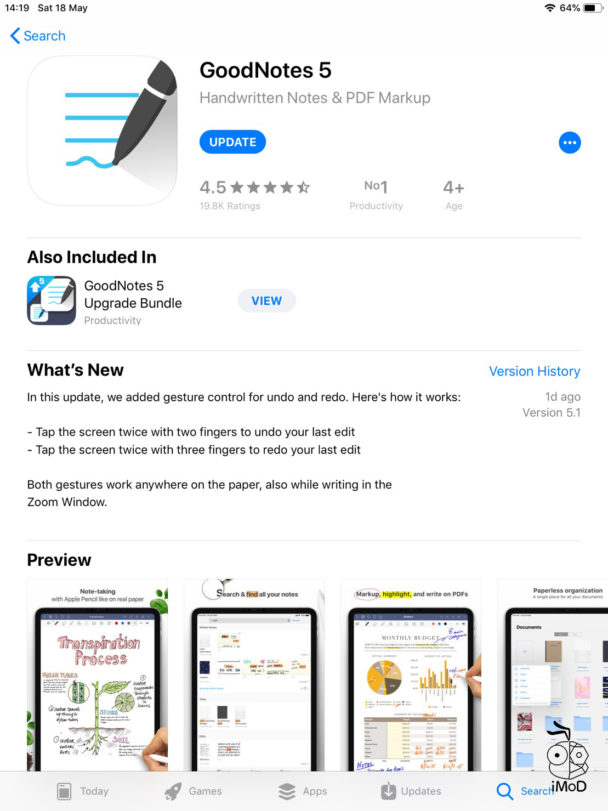GoodNotes 5 อัปเดตฟีเจอร์ใหม่ สามารถแตะดับเบิ้ลแท็บเพื่อย้อนกลับ (Undo