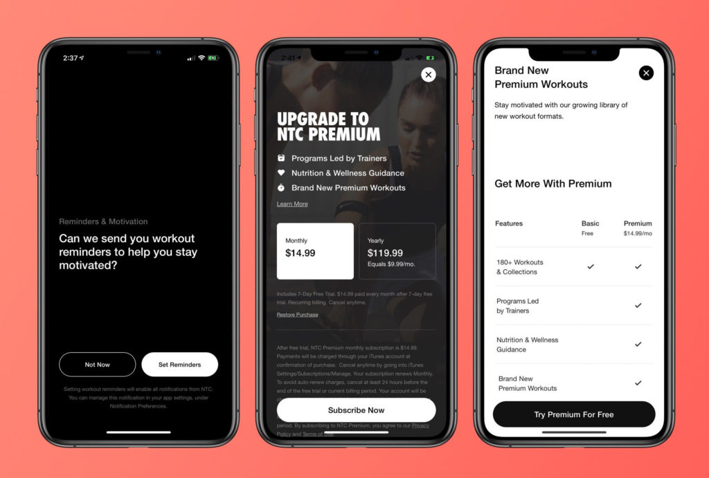 Nike Training Club 6 0 Update Notification And New Premium Plan 1