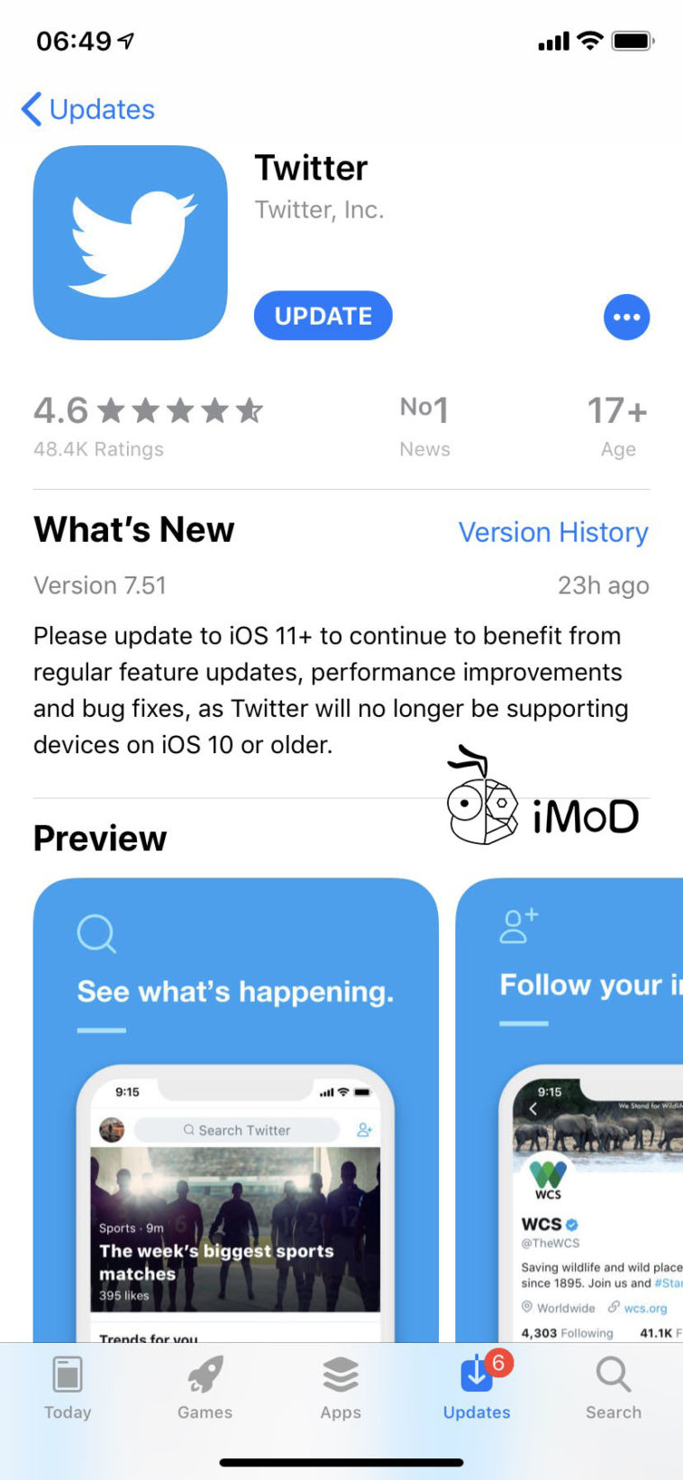 Twitter ส่งสัญญาณแนะนำให้ผู้ใช้อัปเดตเป็น iOS 11 ขึ้นไป เพื่อประสบการณ์