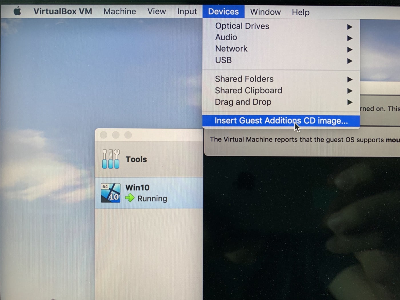 Virtualbox Insert Guest Addition CD Image
