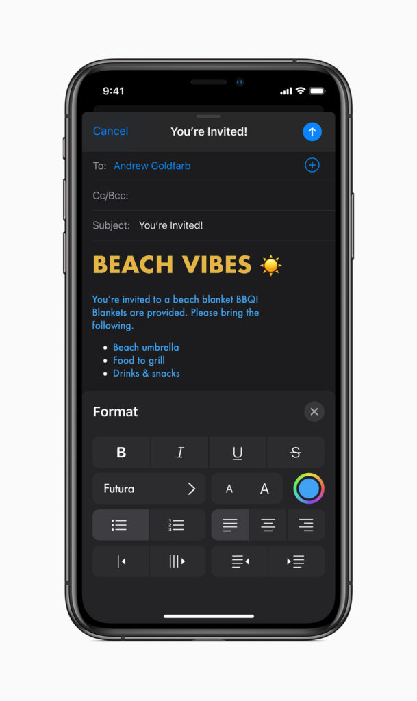 Apple Ios 13 Mail Screen Iphone Xs 06032019
