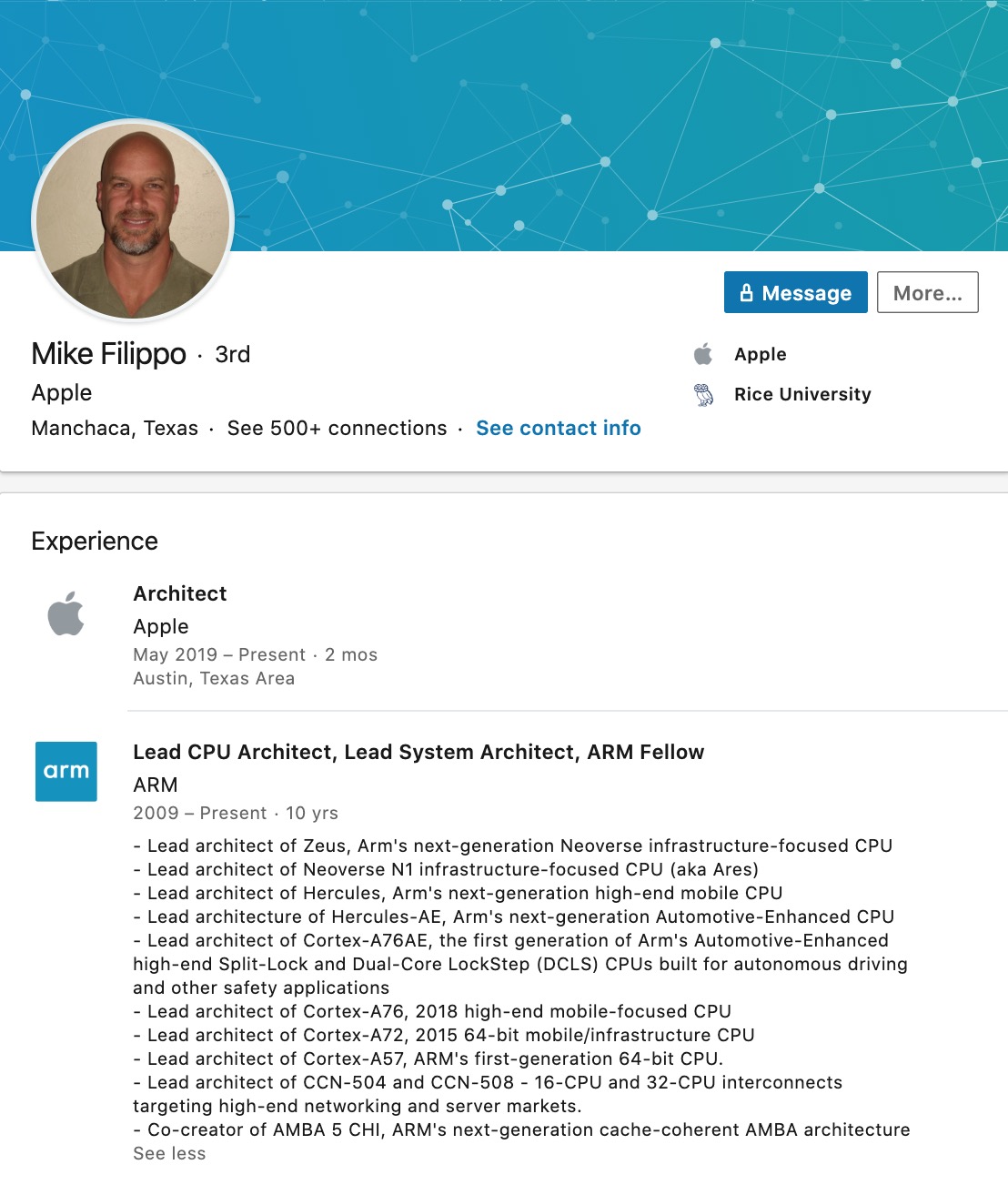 Apple Hires Arm Lead Cpu Architect Mike Filippo Img 1