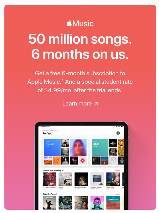 Apple เพิ่มระยะเวลาทดลองใช้งาน Apple Music ฟรีนาน 6 เดือน สำหรับ